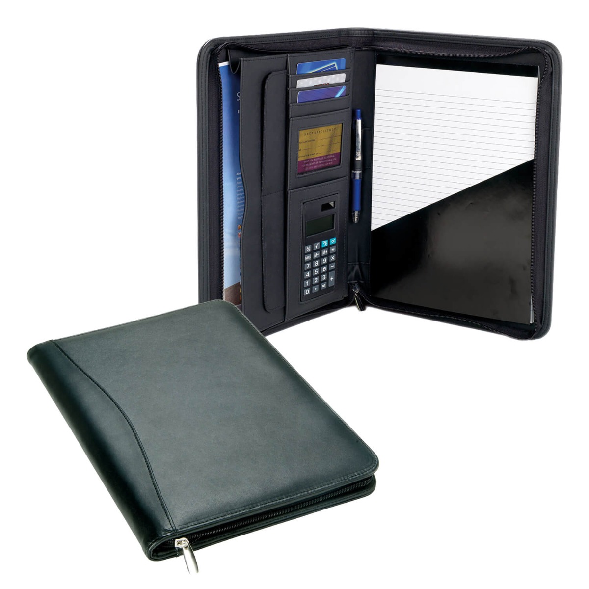 b165-bl_group.jpg LEATHER A4 COMPENDIUM WITH CALCULATOR - Image 1